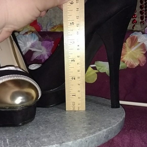 JustFab ELECTRA Black Silver Toe Heels 10 - Picture 3 of 4